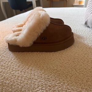 UGG Tan and Cream Fur Slippers